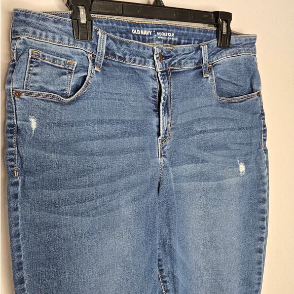 Old Navy Mid-Rise Distressed Rockstar Super Skinny Jeans Women's 16 - Picture 4 of 11
